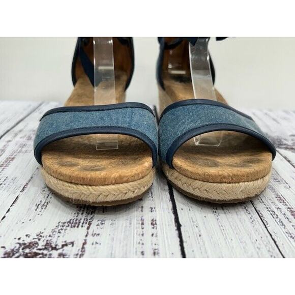 UGG Womens Amell Wedge Heel Sandals Denim Lace Up Open Toe Navy Blue Size 7.5 - Picture 7 of 12